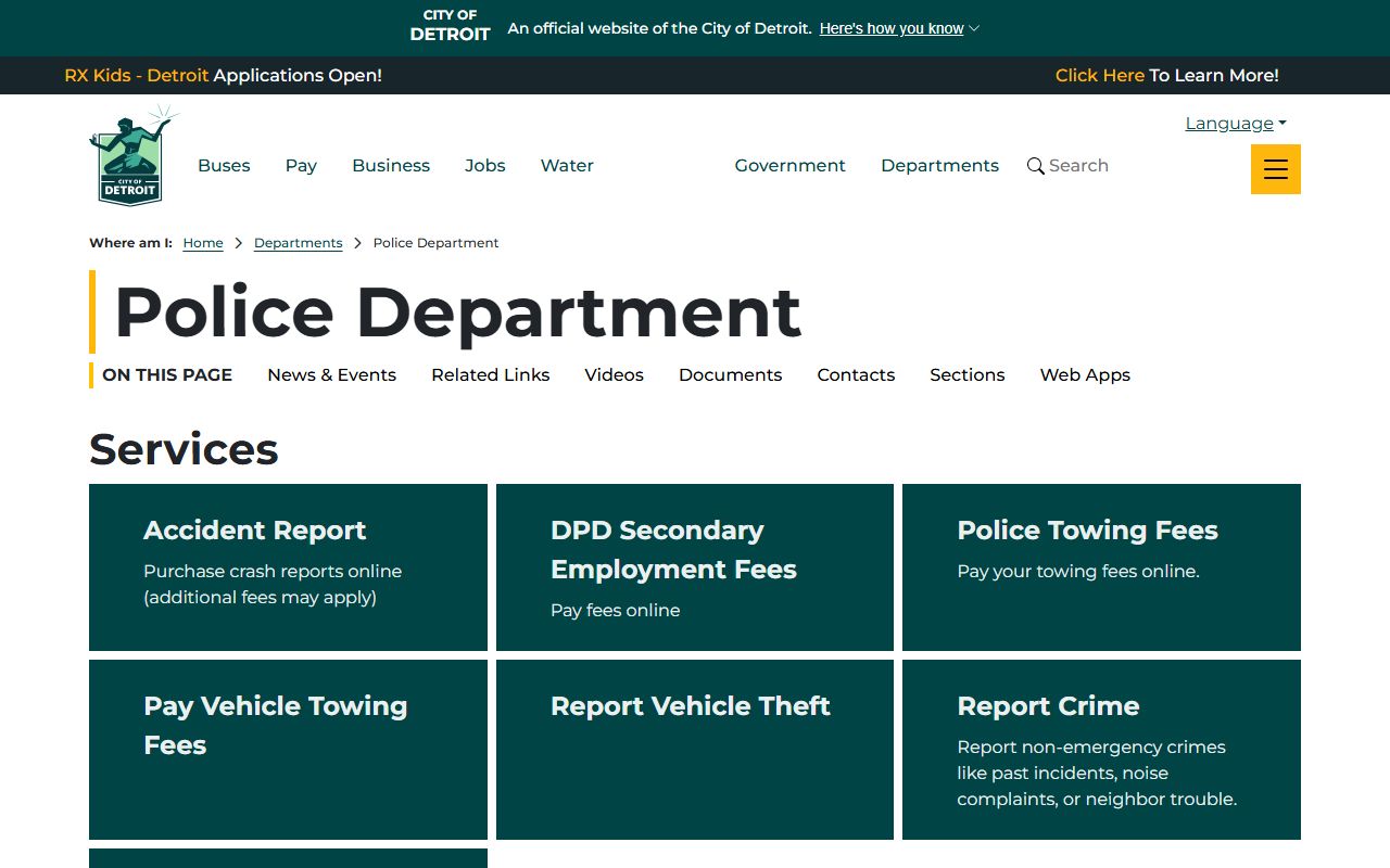 Detroit Police Department records and reports page