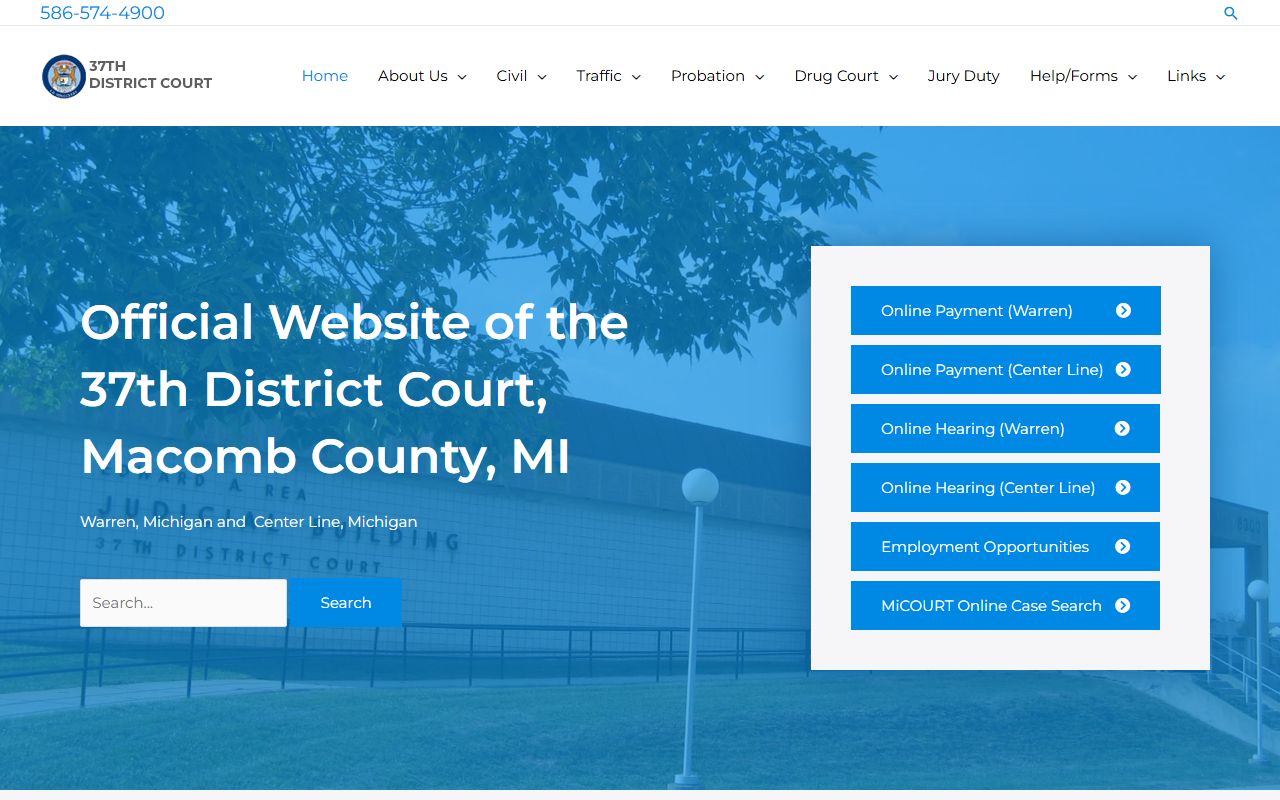 37th District Court records page for Warren