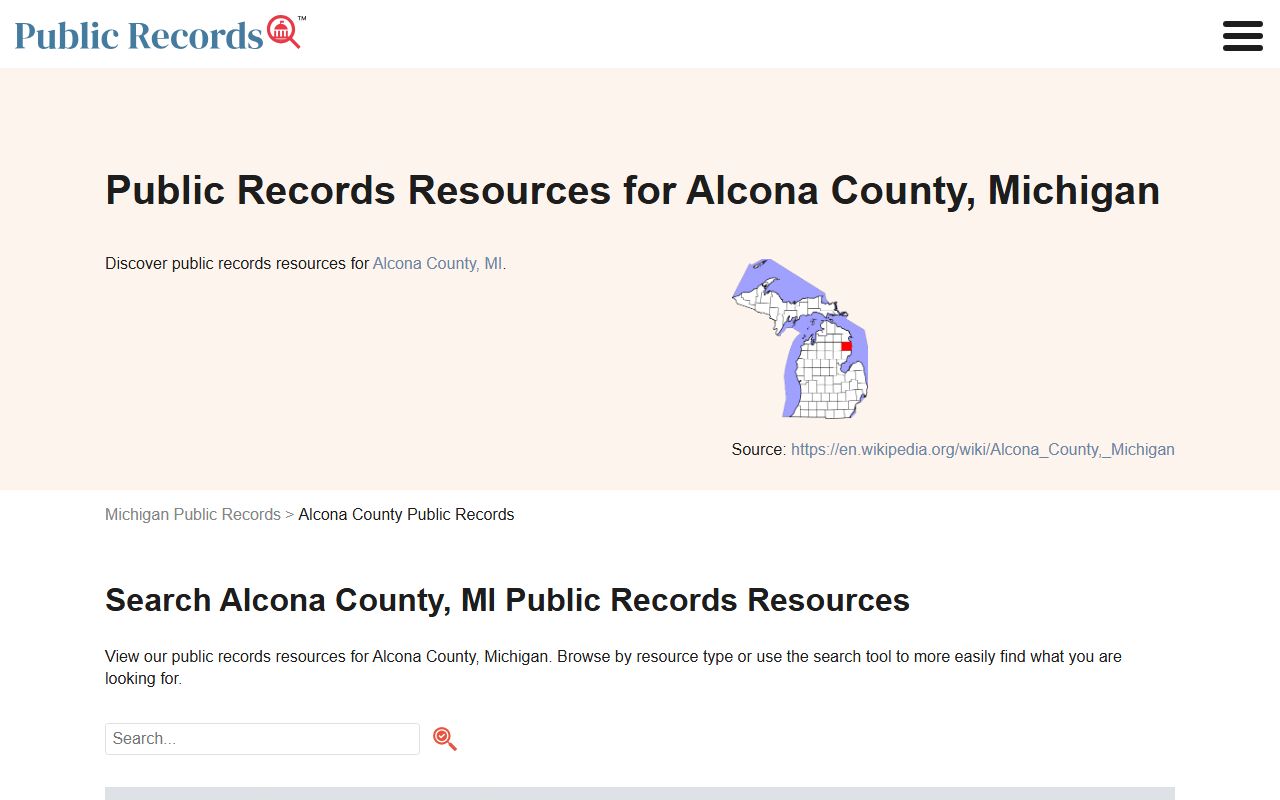 alcona county background check clerk records page