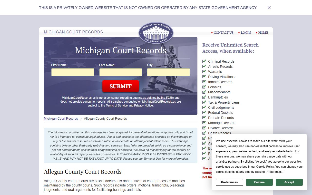 allegan county background check court records