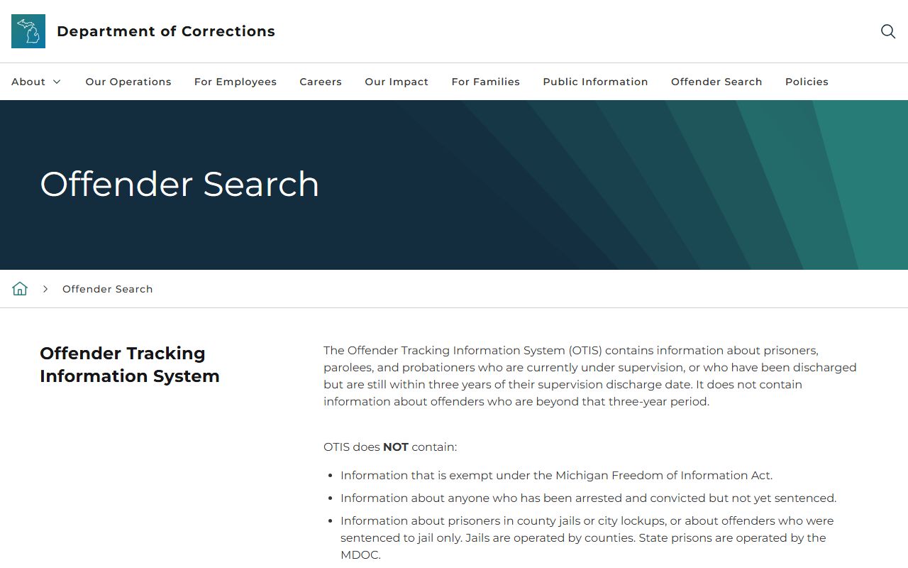 Michigan offender search for Lake County corrections and supervision records